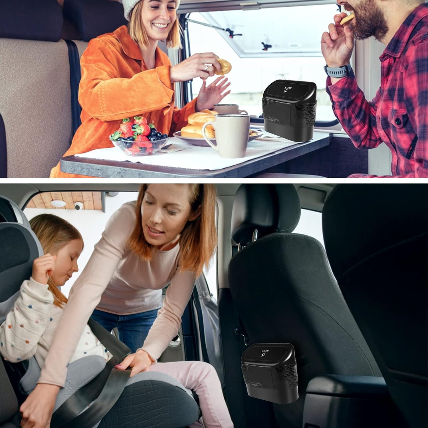 Poubelle de voiture - Avec 120 sacs poubelle de voiture - Petite poubelle multifonction avec couvercle - Boîte de rangement suspendue pour voiture, maison, bureau, cuisine – Image 6