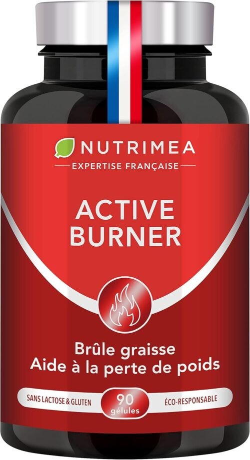 Brûleur de Graisse Extra Fort – Puissant Complexe de Plantes Amaigrissant dont Gingembre – Effet Minceur Efficace – ACTIVE BURNER – 90 gélules Vegan – Nutrimea – Fabriqué en France