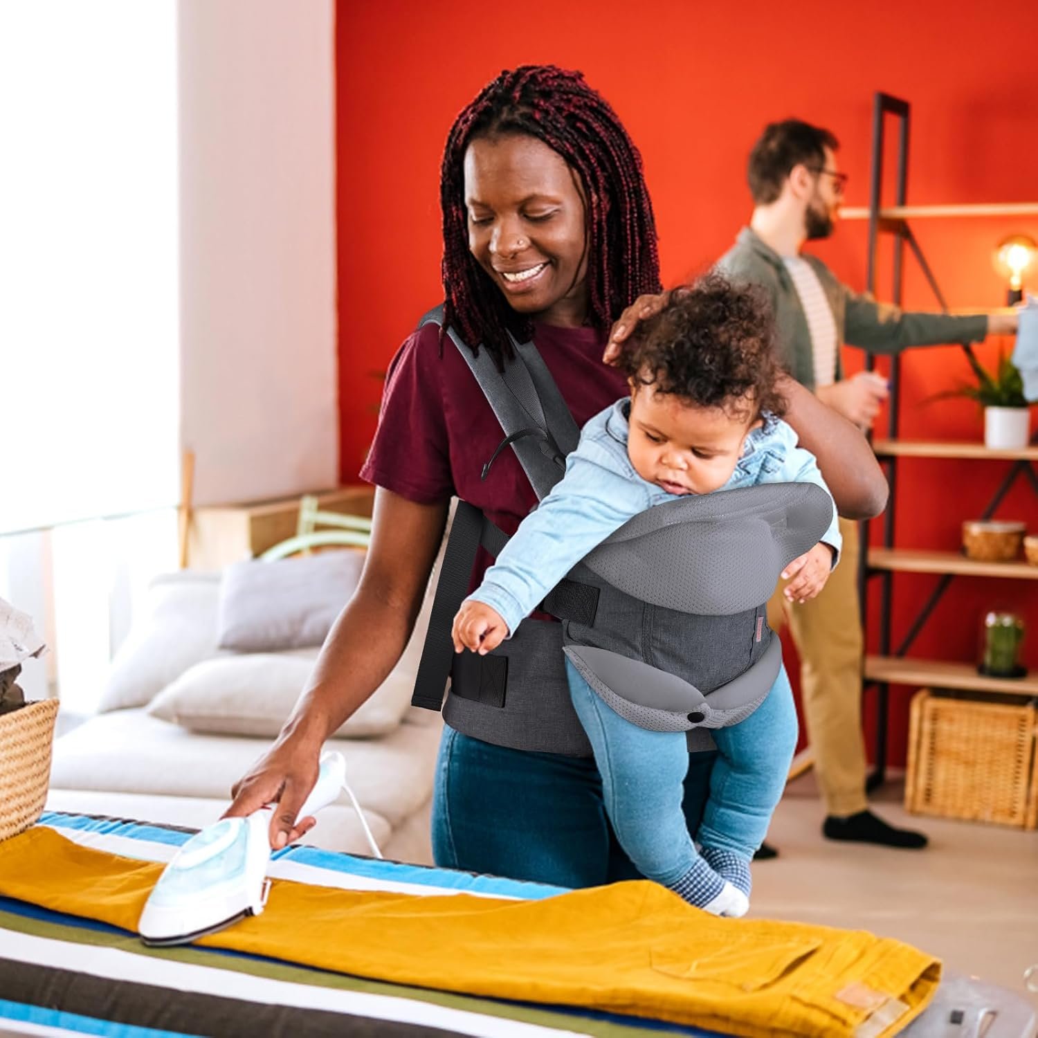 GAGAKU Porte-bébé pour bébés et tout-petits de 0 à 36 mois, Advanced 4-en-1 Porte bebe Facile à porter en position face à face vers l'avant et vers l'arrière pour enfants-Gris foncé – Image 8
