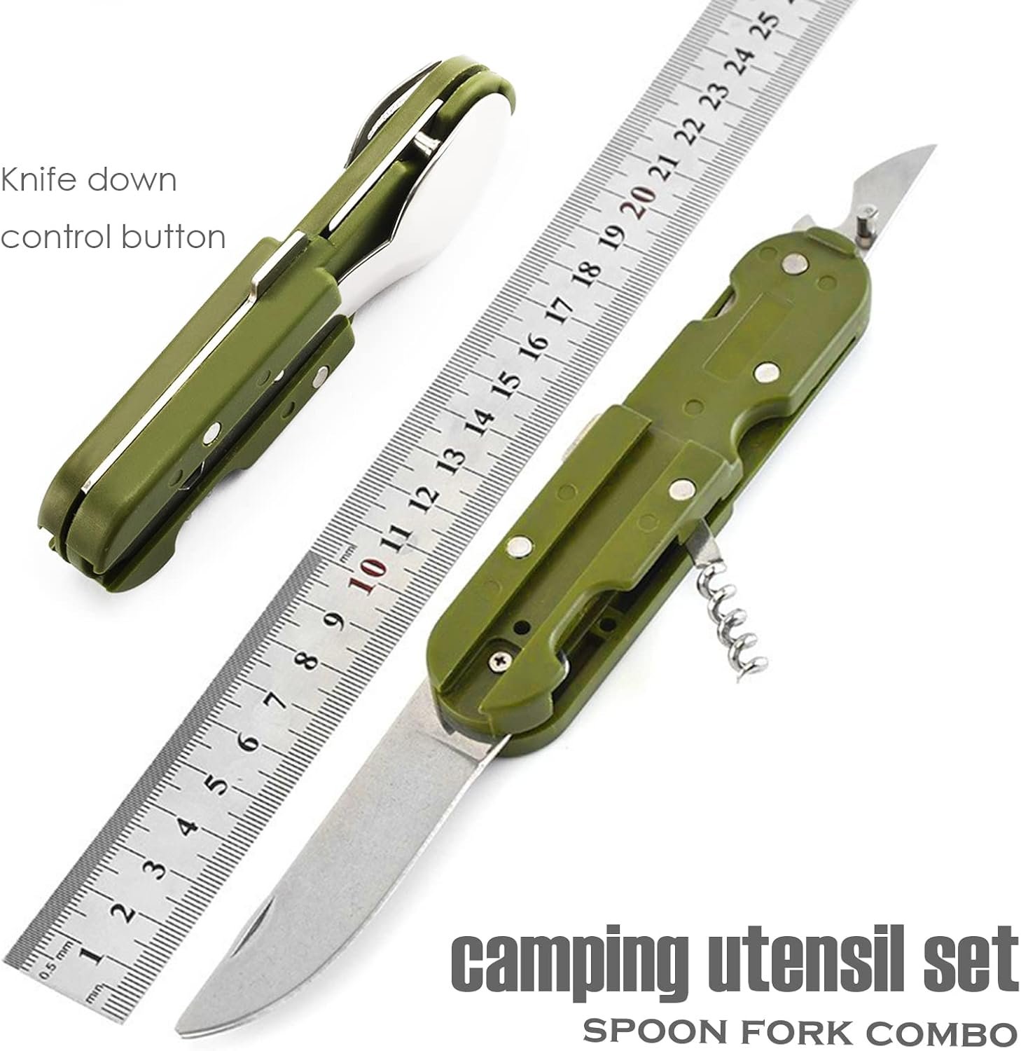 Couvert Couverts Camping Fourchettes Couteau Vaisselle Popote Bivouac Gadget Accessoires Materiel Pliable Kit pour Voyage, 5-en-1 Détachable – Image 6