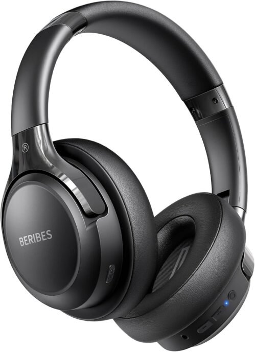 BERIBES Casque Bluetooth sans Fil – Durée de Lecture : 65 h -avec Micro 6 Modes EQ – Style Around-Ear – avec Microphone – pour iPhone/iPad/Android/Ordinateurs Portables