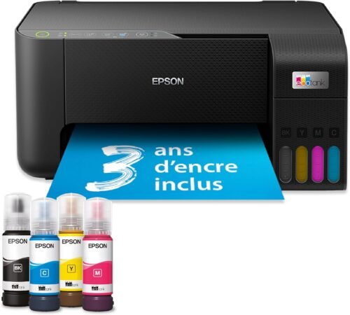 Imprimante sans fil EPSON EcoTank ET-2862 | Réservoirs d’encre haute capacité – Économisez jusqu’à 90% sur les coûts d’encre – Impression mobile, copie, numérisation – 3 ans d’encre inclus
