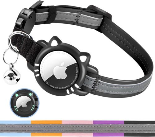 AgoumLux Collier Chat Airtag Compatible avec Apple Air Tag Réfléchissant avec Boucle de Sécurité Anti étranglement pour Chaton