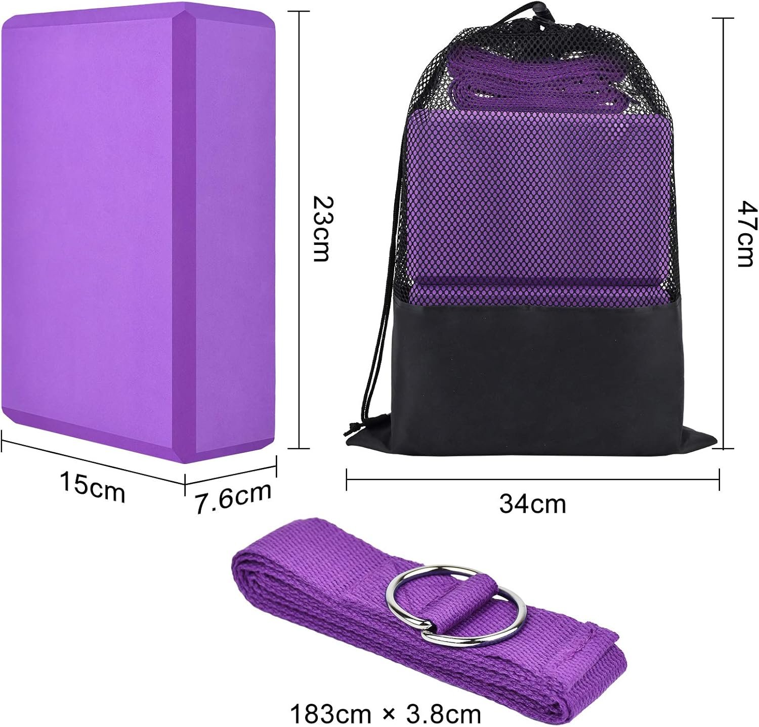 Brique Yoga Lot 2 Bloc Yoga Block Brique de Yoga Blocks Briques Kit Yoga Accessoires Avec Sangle et Sac de Yoga 【Lot de 4 Pièces】 – Image 2