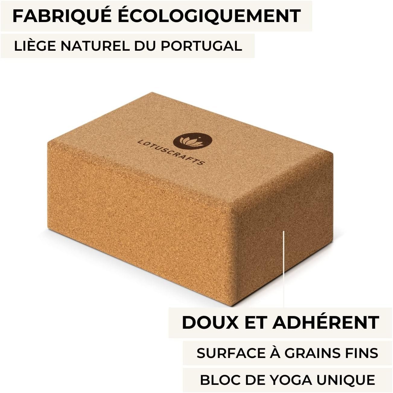 Lotuscrafts Brique yoga en liège Supra Grip - fabrication écologique - liège naturel du Portugal - yoga block - bloc yoga - brique de yoga - yoga brique - brique yoga liège – Image 2