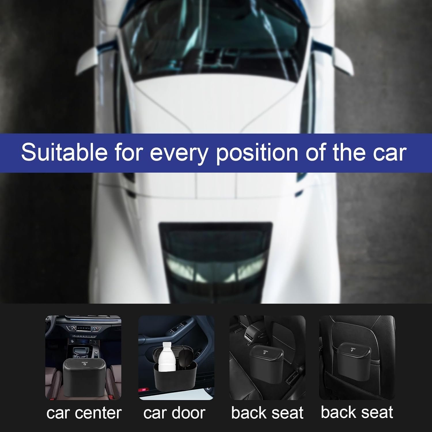 UKOFEW Petite Poubelle de Voiture, Poubelle de Voiture avec Couvercle, Poubelle de Voiture Étanche, Boîte de Rangement de Voiture Suspendue, pour Voiture, Maison, Bureau et Cuisine (Noir) – Image 4