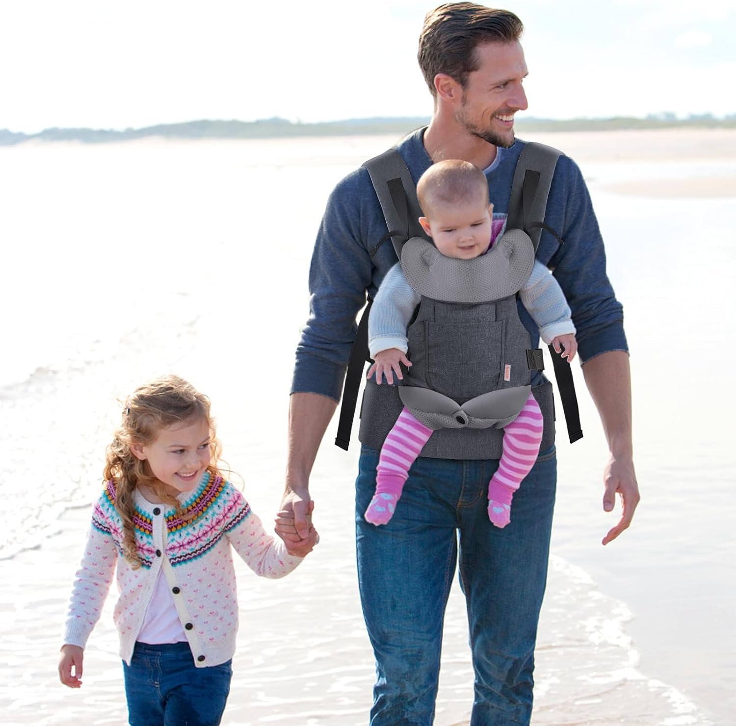 GAGAKU Porte-bébé pour bébés et tout-petits de 0 à 36 mois, Advanced 4-en-1 Porte bebe Facile à porter en position face à face vers l'avant et vers l'arrière pour enfants-Gris foncé – Image 7