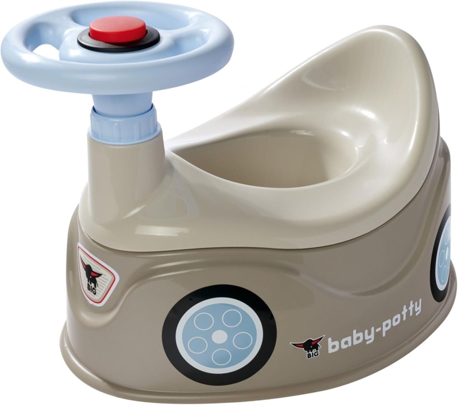 BIG Spielwarenfabrik- Grand Pot d'apprentissage au Design de Voiture Bobby avec Volant Dossier Haut, Insert Amovible, pour Enfants à partir de 18 Mois, 800054801, Gris