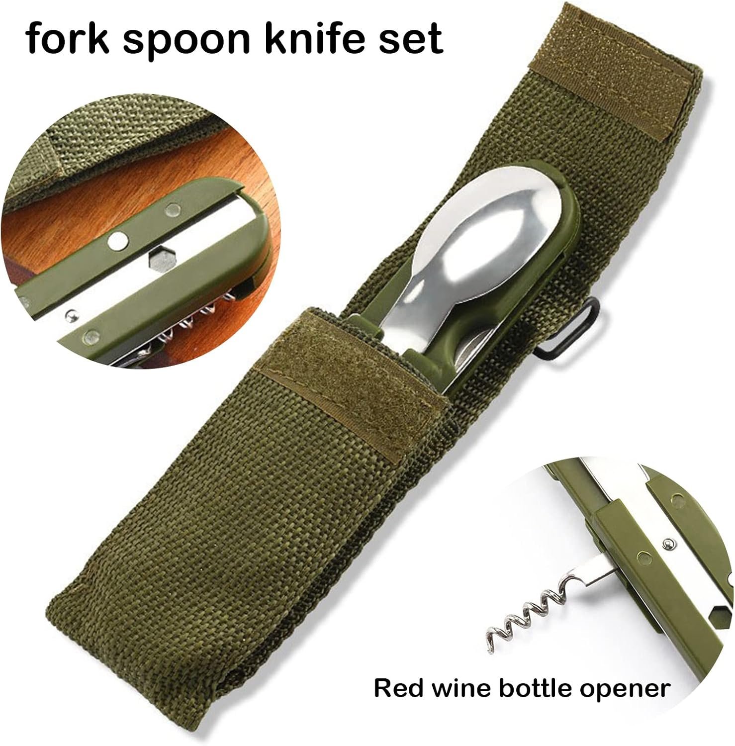 Couvert Couverts Camping Fourchettes Couteau Vaisselle Popote Bivouac Gadget Accessoires Materiel Pliable Kit pour Voyage, 5-en-1 Détachable – Image 2