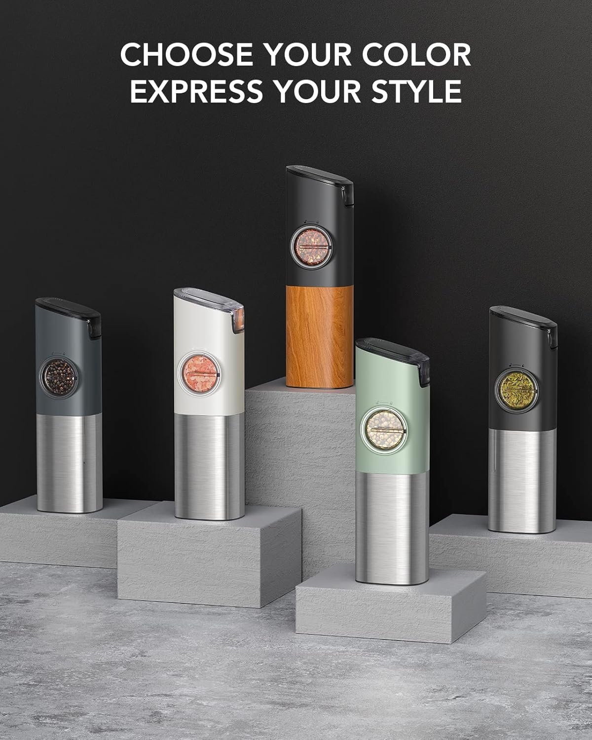 FORLIM Moulins Sel et Poivre Electrique, Rechargeable USB avec Double Base de Chargement, Grossièreté Réglable, Couvercles Anti-Poussière Auto + Lumière LED, Opération à une Main, Lot de 2(Noir) – Image 8