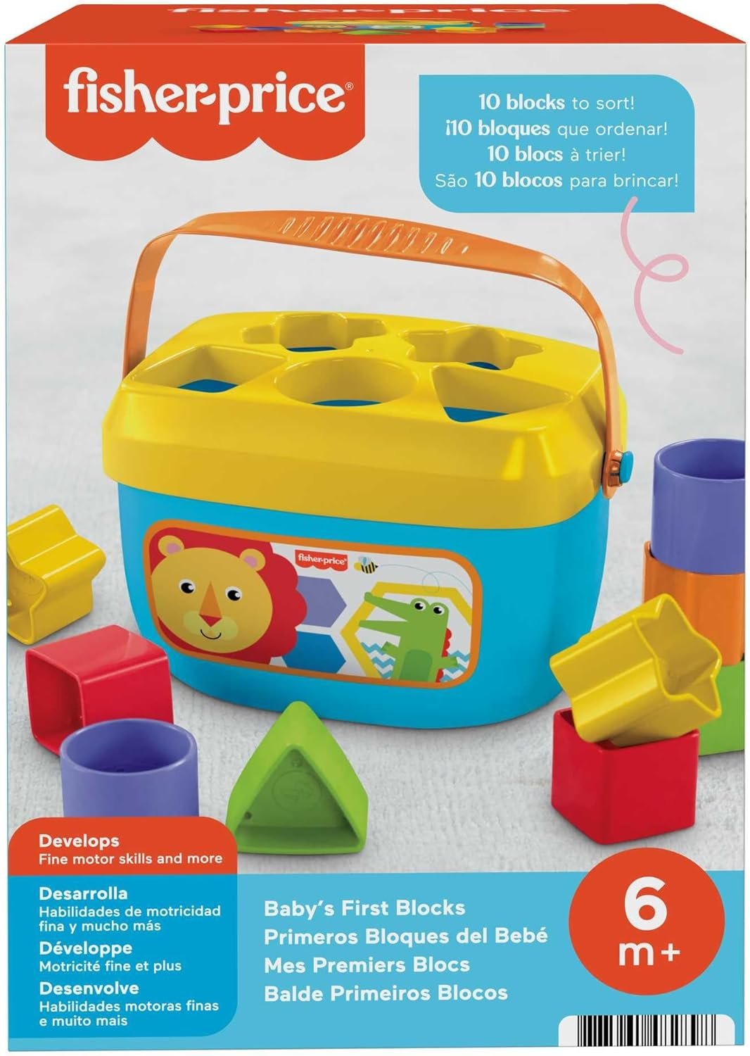 Fisher-Price Mon Trieur de Formes Jouet bébé, Boite avec 10 Blocs, pour Apprendre à Trier et à empiler, Couleurs Vives, 6 Mois et Plus, FFC84 – Image 6