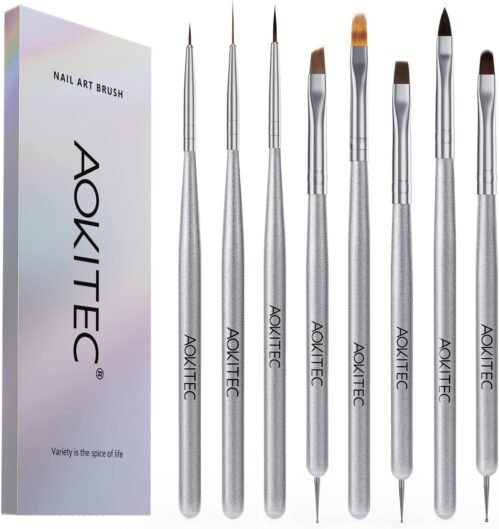 Aokitec Kit de Brosses à Ongles Pinceaux de Vernis À Ongles en Gel, Stylo à Ongle Art, Outils de Peinture avec Pinceau de Gel d’Extension d’Ongle, Outils de Manucure pour Salon DIY à la Maison Femmes