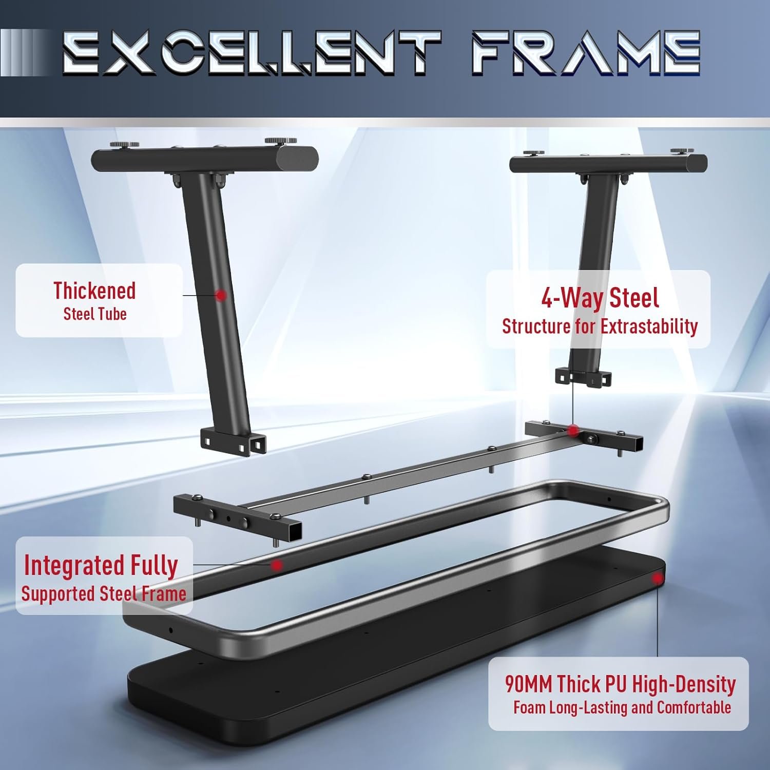 YAMO Banc plat, banc de musculation de 660 kg pour salle de sport à domicile, banc d'entraînement facile à assembler avec embouts de pieds réglables, banc de musculation multifonction pour – Image 3