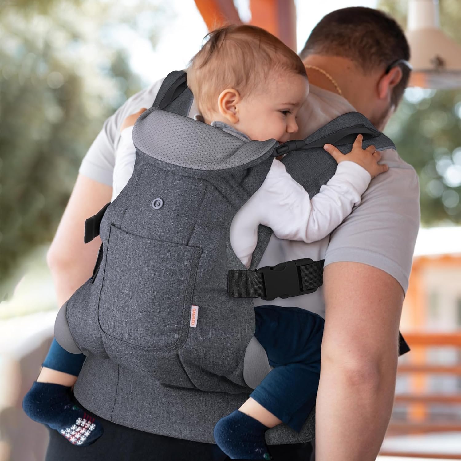 GAGAKU Porte-bébé pour bébés et tout-petits de 0 à 36 mois, Advanced 4-en-1 Porte bebe Facile à porter en position face à face vers l'avant et vers l'arrière pour enfants-Gris foncé – Image 2