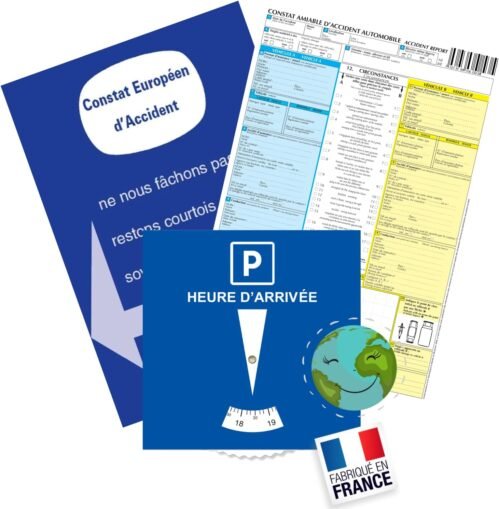Kit Jeune Conducteur Voiture INDISPENSABLE ✯Fabrication FRANÇAISE✯ Accessoire Voiture Interieur Disque Zone bleue + Constat Amiable Accident Accessoires Auto Voiture Accessoires Intérieurs (GARANTIE)