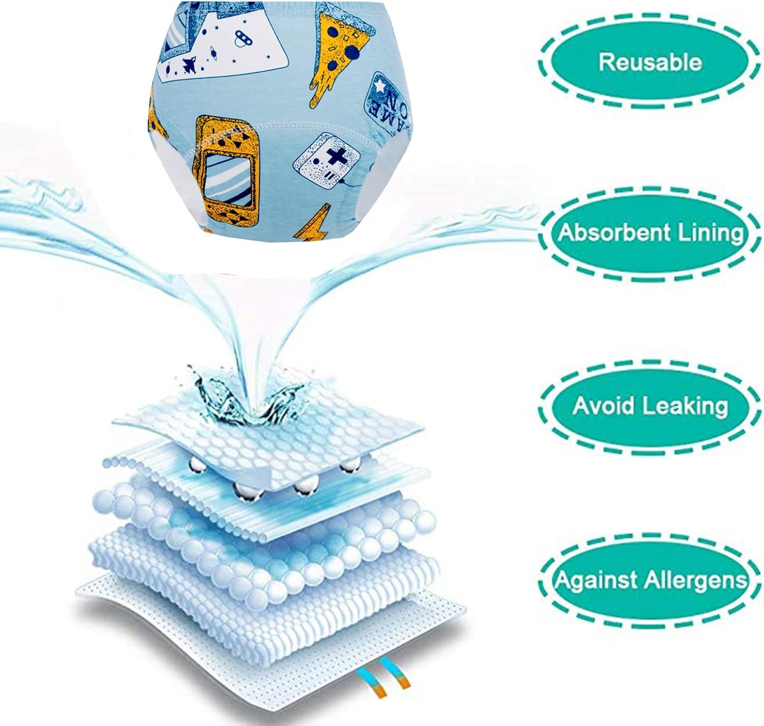 Cogindss Xmrlvn Pantalon d'entraînement pour bébé sous-vêtement d'entraînement pour garçon et Fille, 2-6T – Image 4