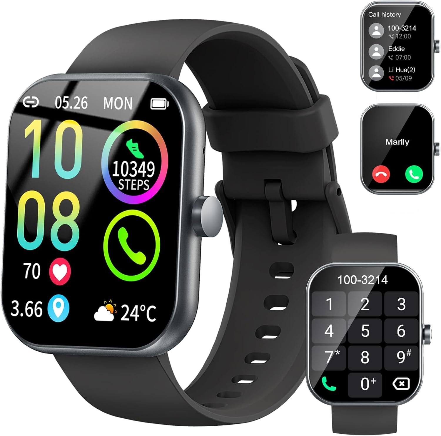 Montre Connectée Homme Femme, 1.96"HD Smartwatch avec Appel Bluetooth, Montre Connectee 113+Mode Sport Moniteur Sommeil/ Fréquence Cardiaque/Podomètre Etanche IP68 Montre Intelligente pour Android iOS