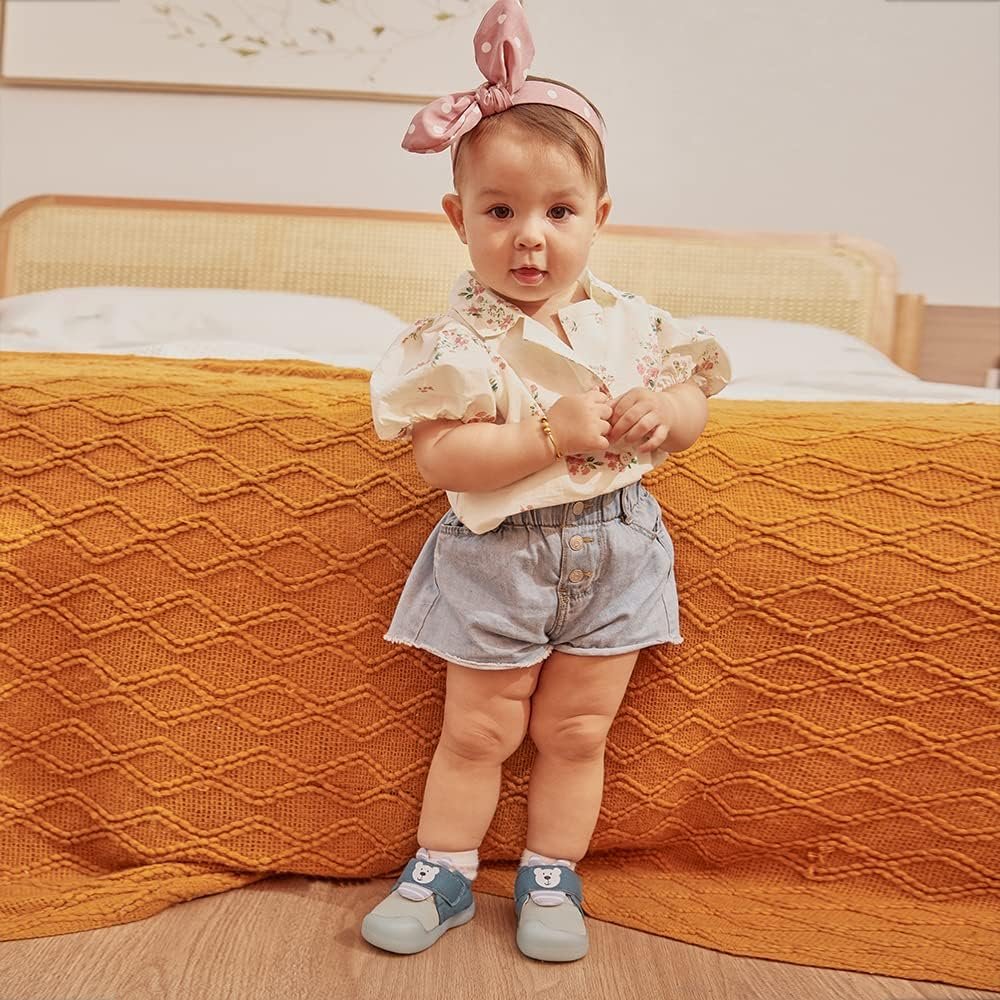 MASOCIO Chaussure Bébé Fille Garçon Premiers Pas Plat Semelle Caoutchouc Antidérapant – Image 3