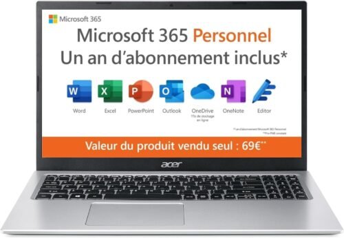 ACER Aspire 1 A115-32-C3AK Ordinateur Portable 15,6 » Full HD, PC Portable (Intel Celeron N4500, RAM 4 Go, 128 Go eMMC, Intel UHD Graphics, Windows 11 ) – Clavier AZERTY (Français), Laptop Gris