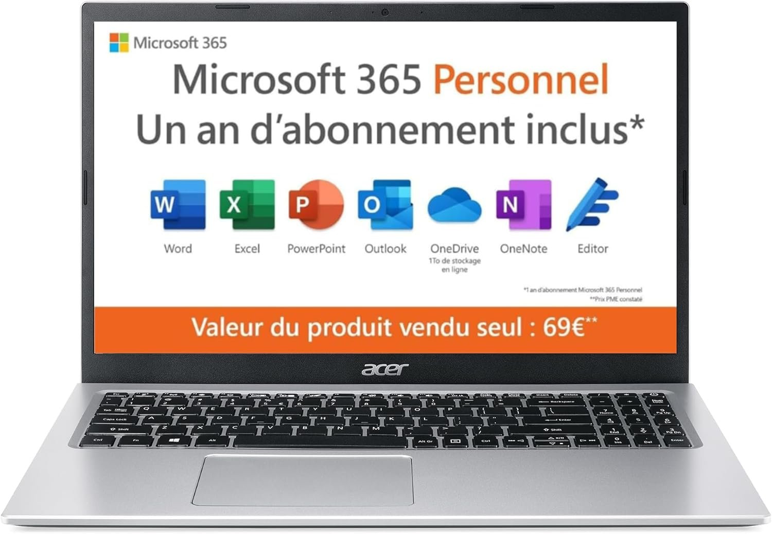 ACER Aspire 1 A115-32-C3AK Ordinateur Portable 15,6'' Full HD, PC Portable (Intel Celeron N4500, RAM 4 Go, 128 Go eMMC, Intel UHD Graphics, Windows 11 ) - Clavier AZERTY (Français), Laptop Gris