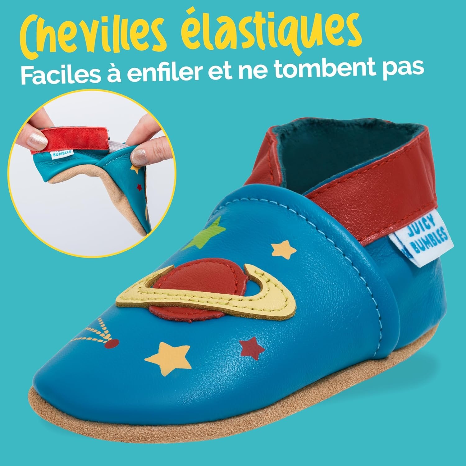 Juicy Bumbles Chaussons Cuir Souple Bébé Antidérapants Chausson Bebe Fille Chausson Cuir Bébé Garcon Chaussures Bébé Chaussons Bébé Premiers Pas – Image 3