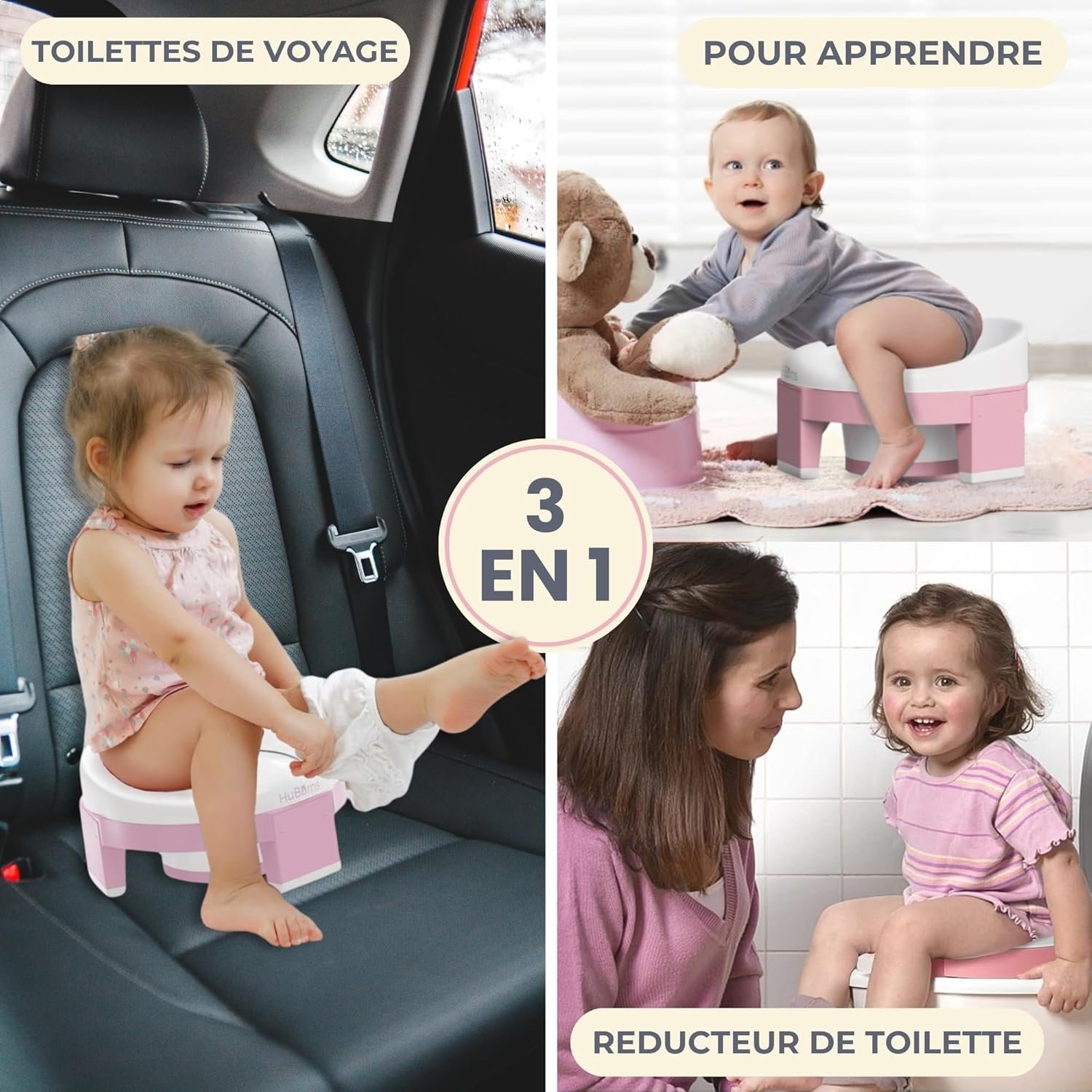 HuBorns - Pot Bebe Toilette Portable, Pot Pliable Enfant Voyage, Petit Pot Bébé Wc Facile à Transporter, Rehausseur Toilette Bebe pour l'Apprentissage des Toilettes – Image 6