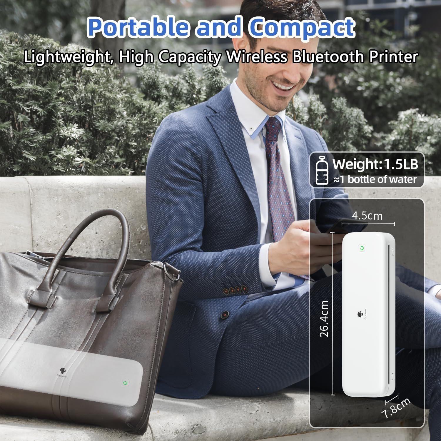 Phomemo M834 Imprimante Thermique A4, Imprimante Portable sans Encre, Connexion Smartphone Via Bluetooth, Supporte Le Papier Thermique A4 (210x297mm), 80mm, Mini Scanner Imprimante, 300DPI – Image 7