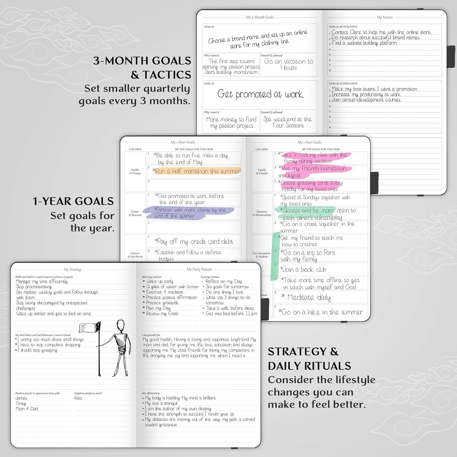 2020 Legend Planner - Meilleur agenda hebdomadaire et calendrier mensuel pour augmenter la productivité, atteindre les objectifs et gérer le temps-maître - A5, non daté - Noir – Image 5