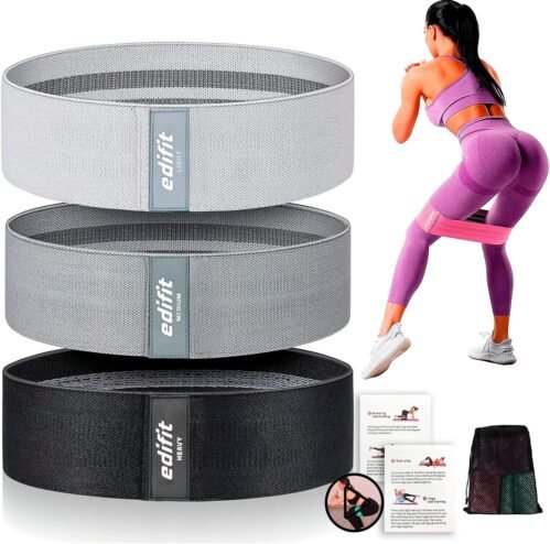 Edifit, Elastique Musculation, Bandes avec 3 Niveaux de Résistance, Fitness, Antidérapantes, Pack de 3, pour Gym, Yoga, Crossfit, Pilates ou Exercices à Domicile