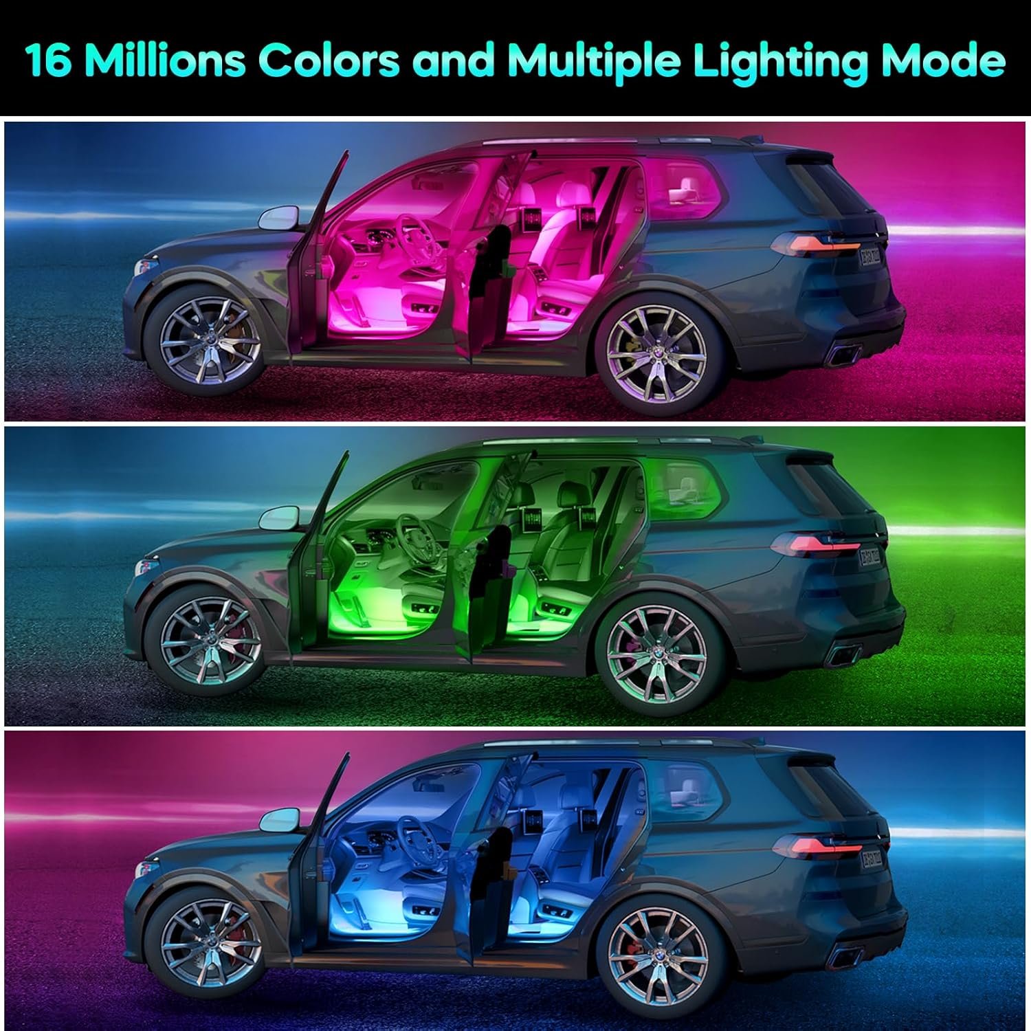 Éclairage Intérieur de Voiture, Winzwon Lampe LED Accessoire Voiture, Cadeau Homme Maman Cadeau Fete des Grand Mere Femme,Car Accessories Contrôle APP – Image 3