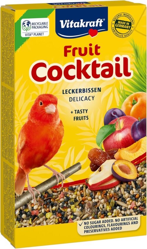 VITAKRAFT – Fruit Cocktail – Délicieux Mélange à base de Fruits et de Graines Dorées au Soleil – Alimentation Complète pour Canaris – 200 gr