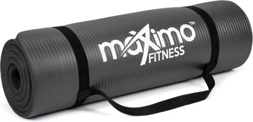 Maximo Fitness Tapis d’exercice physique NBR de haute qualité – Extra épais 12 mm, multi-usage – Parfait pour le yoga, le Pilates, les abdominaux.