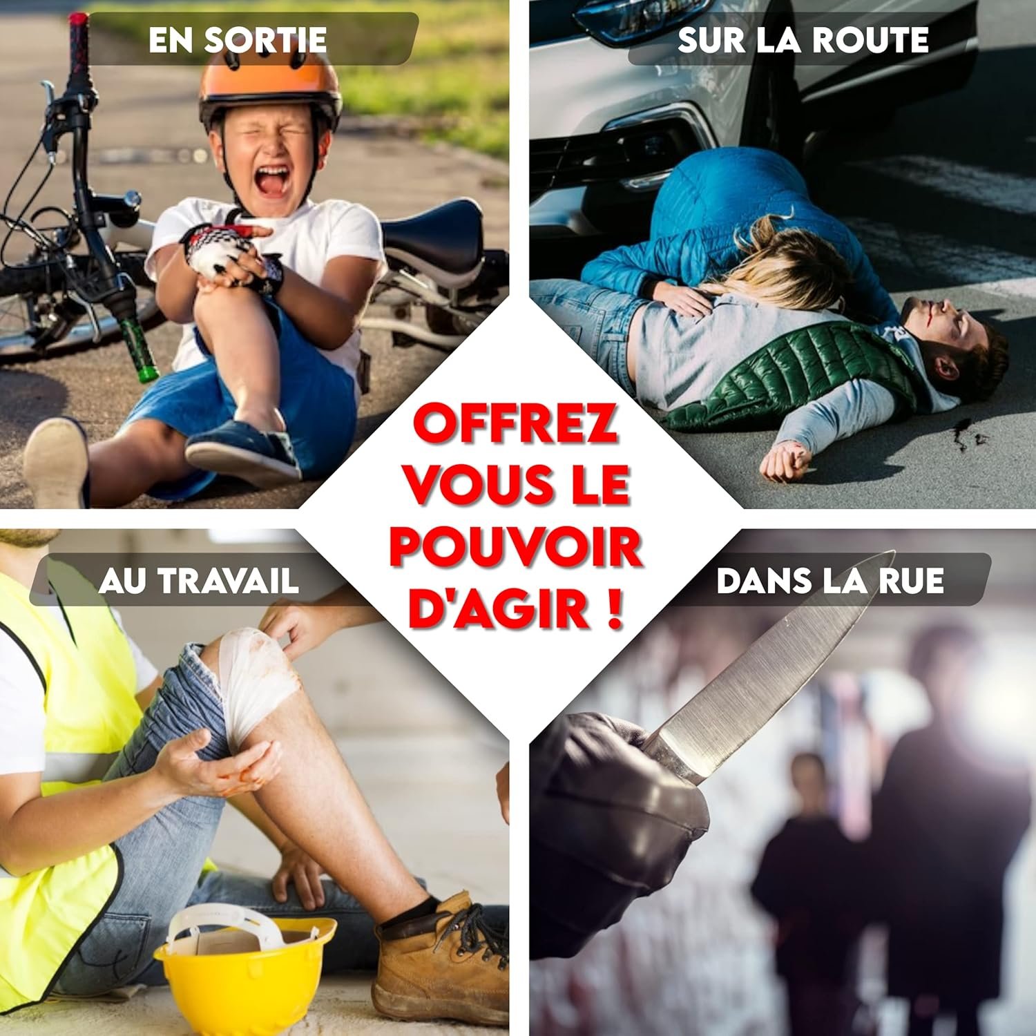 WONCROW ® Trousse de Secours Complete + Matériel Inédit - Pharmacie de Voyage Randonnée Camping Voiture - Equipement Militaire Kit de Survie Complet Couverture de Survie Aspire Venin Garot Tourniquet – Image 7