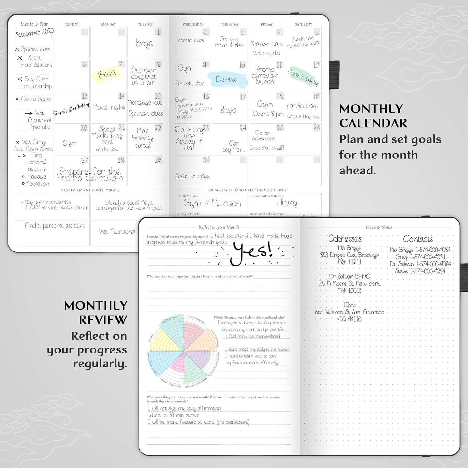 2020 Legend Planner - Meilleur agenda hebdomadaire et calendrier mensuel pour augmenter la productivité, atteindre les objectifs et gérer le temps-maître - A5, non daté - Noir – Image 6