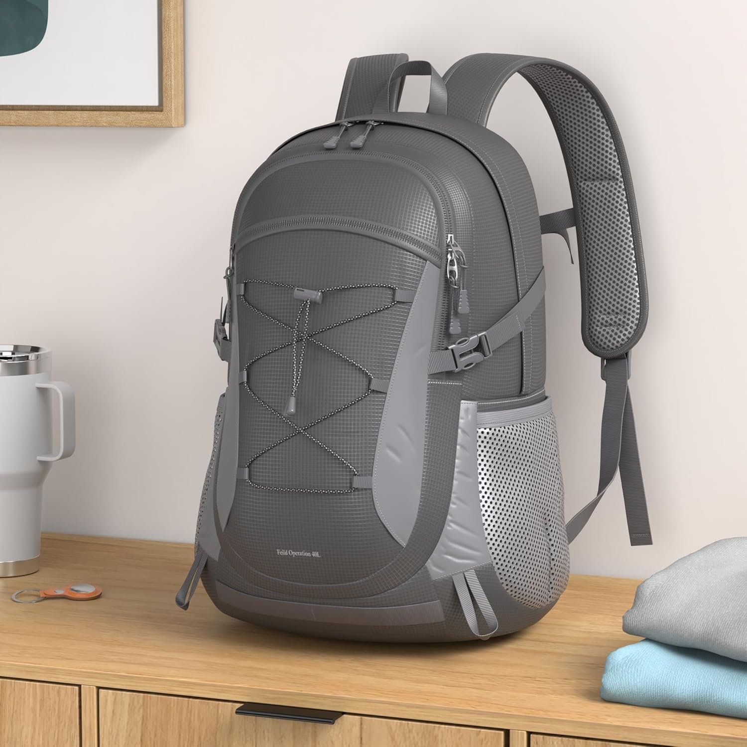 RAINSMORE Sac à Dos Randonnée 40L Ultra Léger Pliable Sac à Dos Voyage Homme Femme Imperméable Sac à Dos Trekking Grande Capacité pour Alpinisme Escalade Sport Camping – Image 2