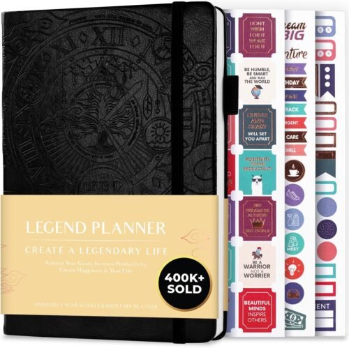 2020 Legend Planner – Meilleur agenda hebdomadaire et calendrier mensuel pour augmenter la productivité, atteindre les objectifs et gérer le temps-maître – A5, non daté – Noir