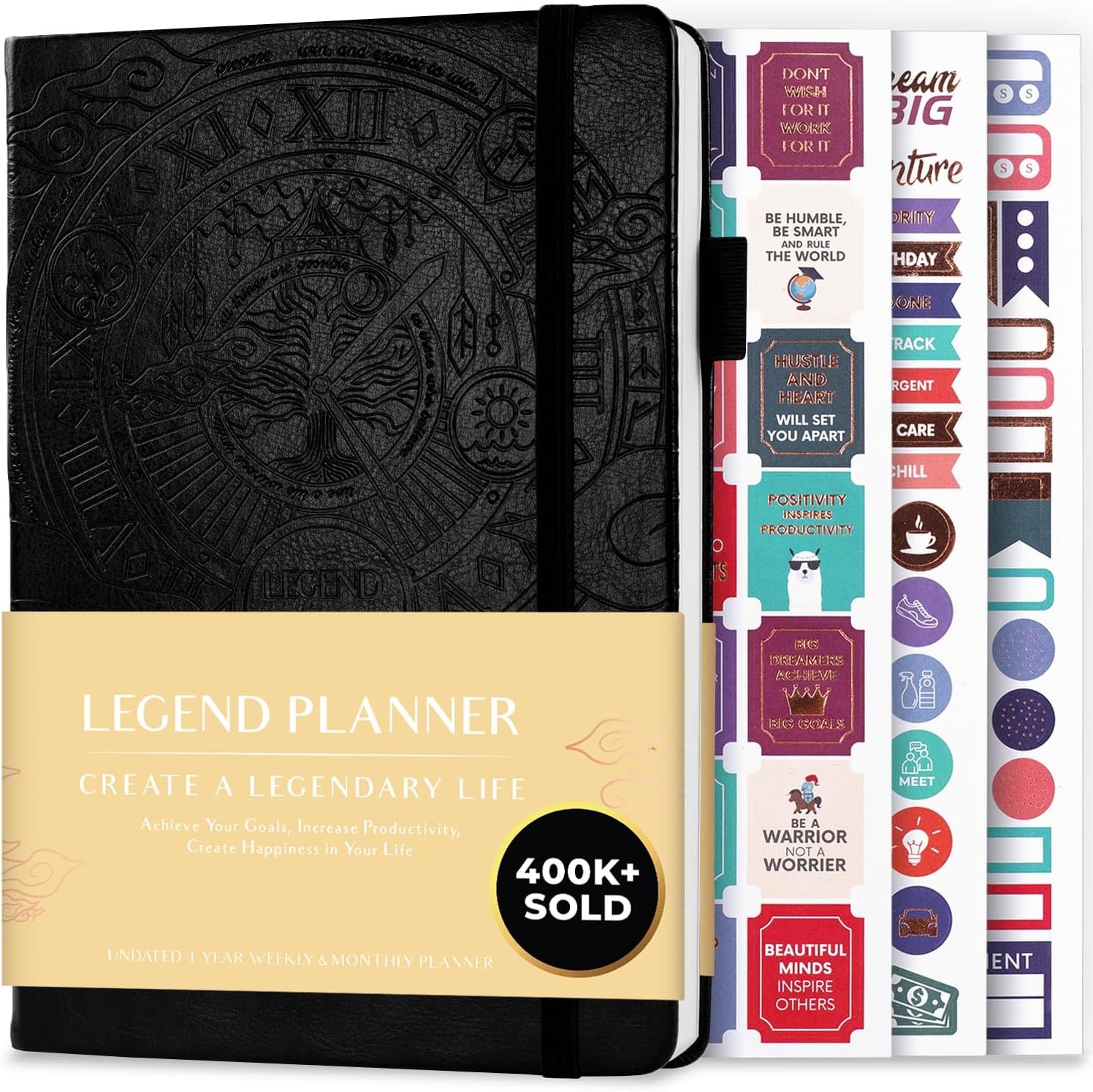 2020 Legend Planner - Meilleur agenda hebdomadaire et calendrier mensuel pour augmenter la productivité, atteindre les objectifs et gérer le temps-maître - A5, non daté - Noir