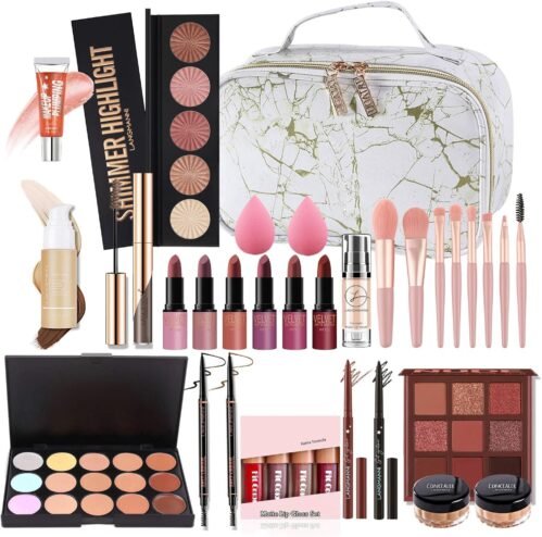FantasyDay Kit de Maquillage Complet Coffret Ensemble-cadeau de Maquillage Xmas Makeup Gift Set avec Ombres Paupière, Rouge à Lèvre, Pinceaux, Bâton contour, Correcteur, Mascara, Fard à Joues, Poudre