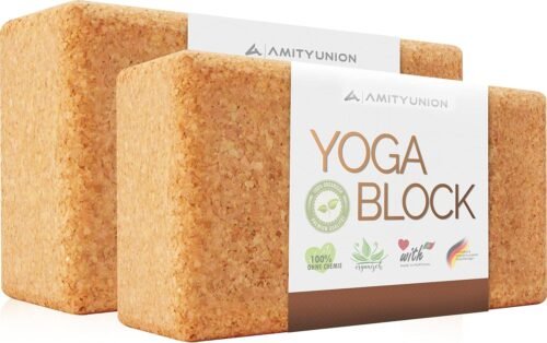 L’original de AMITYUNION – Lot de 2 blocs de yoga – 100% naturel – Hatha Klotz aussi pour les débutants Méditation & Pilates, accessoires de fitness, aides pour le yoga, blocs de yoga 65 mm 2-pack