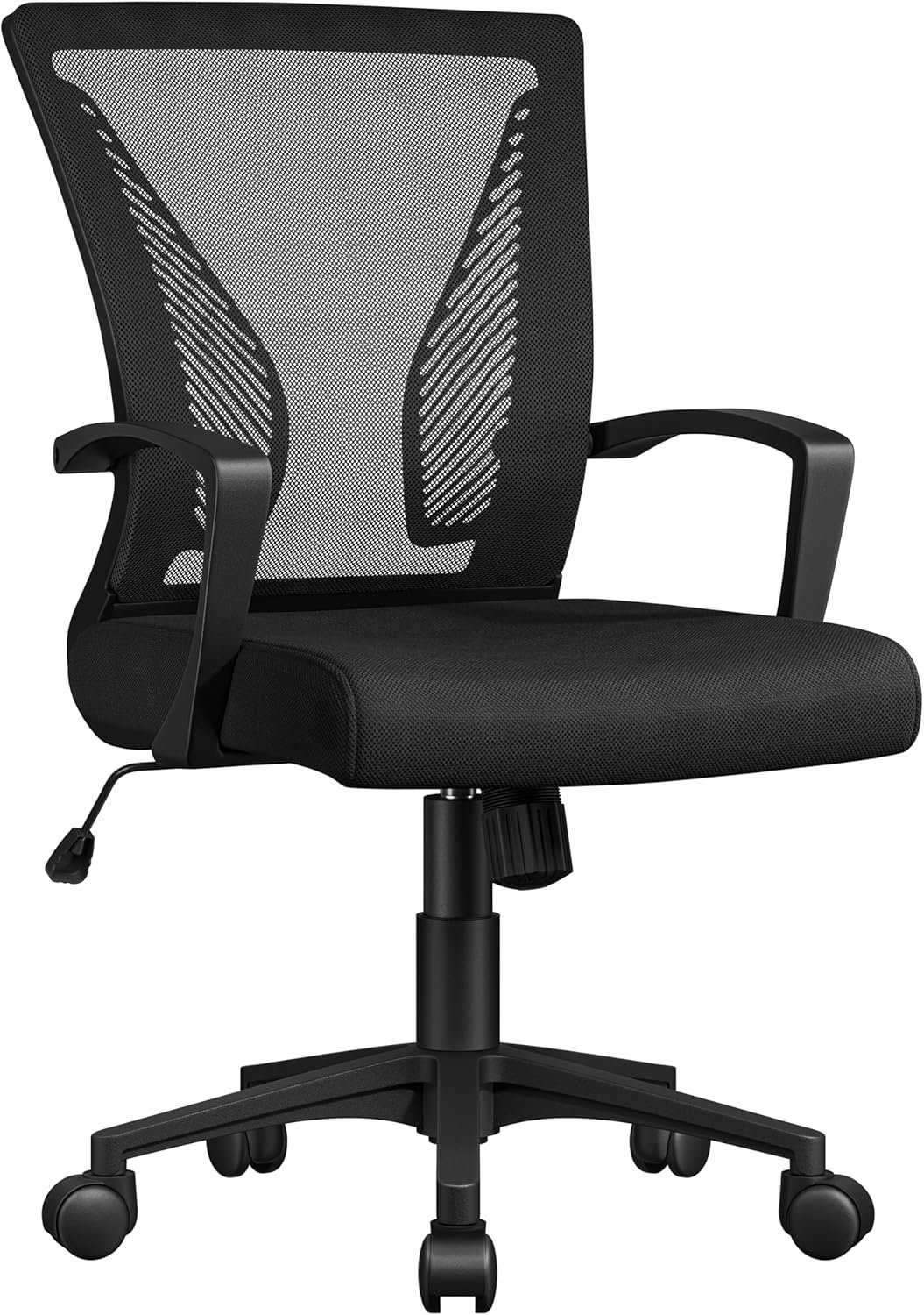 Yaheetech Chaise Bureau avec Siège Dossier en Maille Respirante Hauteur Réglable Fauteuil d'Ordinateur Inclinable à Roulettes Pivotantes Charge 136kg Noir