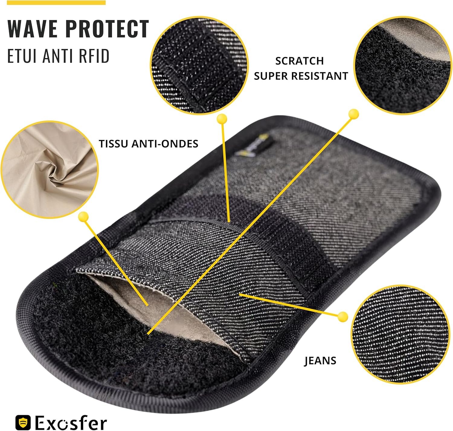 Etui Anti RFID - Exosfer | Étui Clef de Voiture Anti Ondes, Blocage Signal RFID, Pochette Cage de Faraday - Antivol - Anti-Piratage Clés Auto, Protection Badge Telepeage. Jeans Médium – Image 8