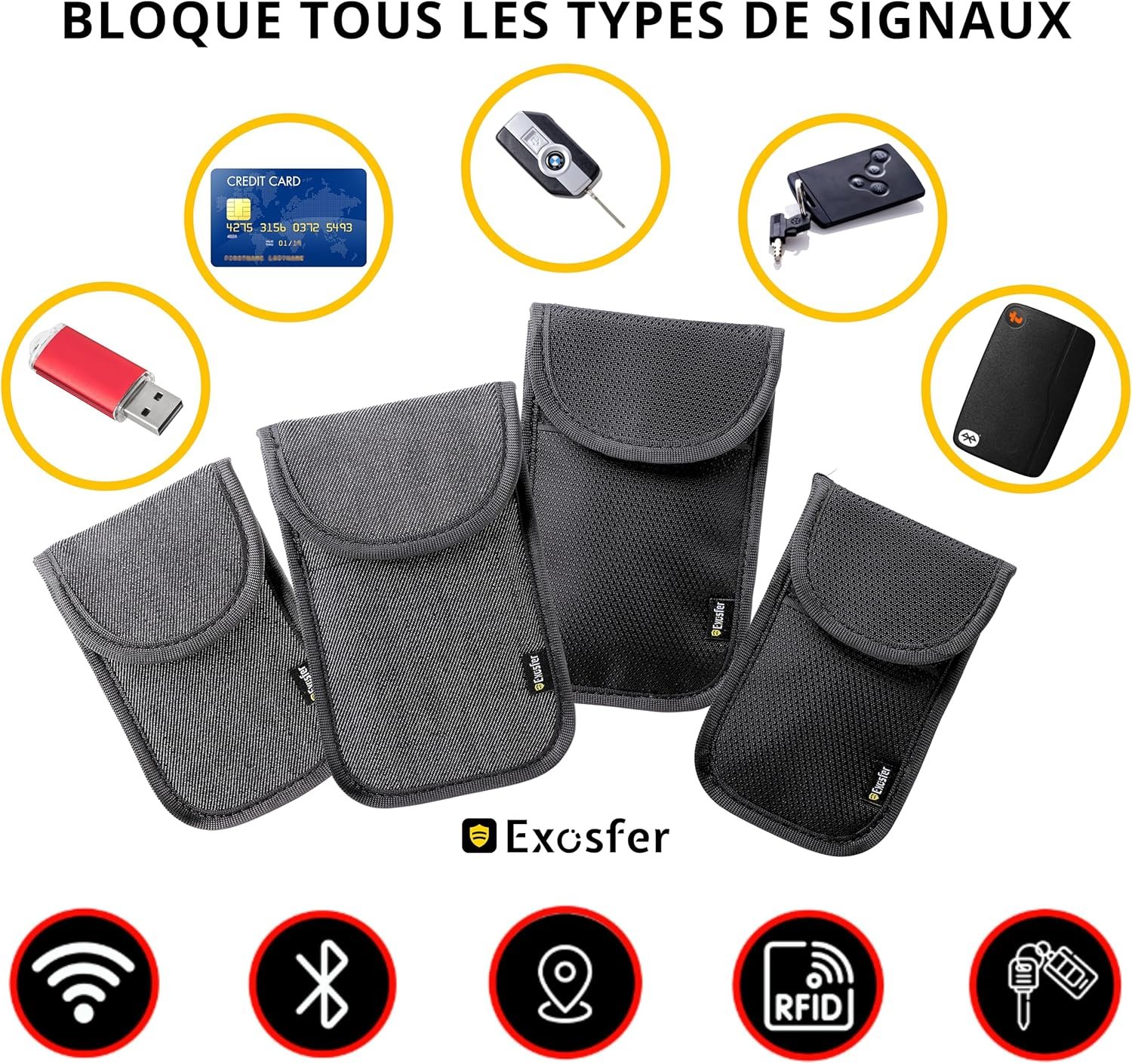 Etui Anti RFID - Exosfer | Étui Clef de Voiture Anti Ondes, Blocage Signal RFID, Pochette Cage de Faraday - Antivol - Anti-Piratage Clés Auto, Protection Badge Telepeage. Jeans Médium – Image 7