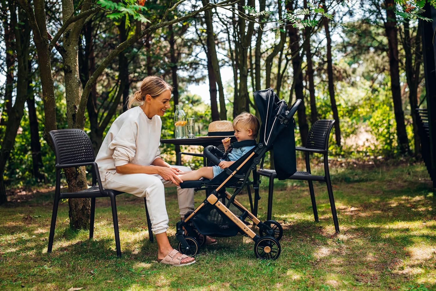 Poussette MoMi ESTELLE à partir de 6 mois (jusqu'à 15 kg), poussette pliante avec harnais de sécurité 5 points, panier de courses avec fonction de dépliage, poignée télescopique de traction – Image 17