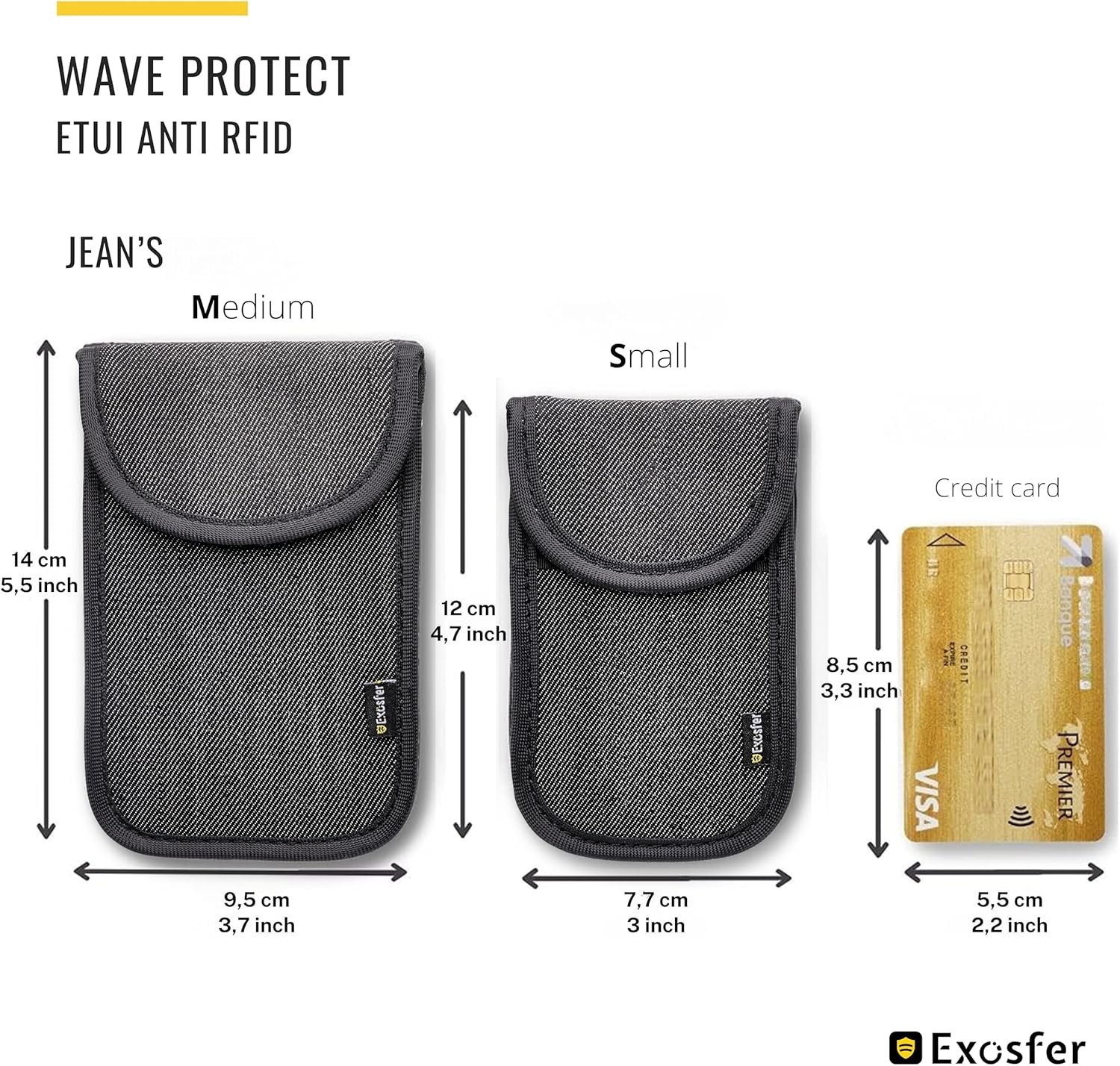 Etui Anti RFID - Exosfer | Étui Clef de Voiture Anti Ondes, Blocage Signal RFID, Pochette Cage de Faraday - Antivol - Anti-Piratage Clés Auto, Protection Badge Telepeage. Jeans Médium – Image 9