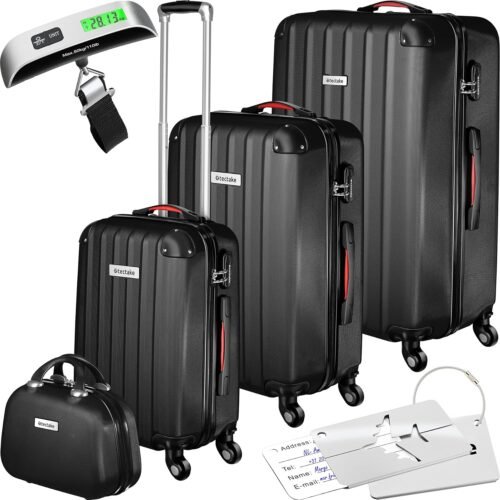 TecTake® Set de Valise de Voyage 4 Tailles Valise Grande Taille Valise Cabine Petite Valise Sacs de Voyage Valise Maternité ABS avec roulettes Pivotantes 360° Cadenas Poignée télescopique