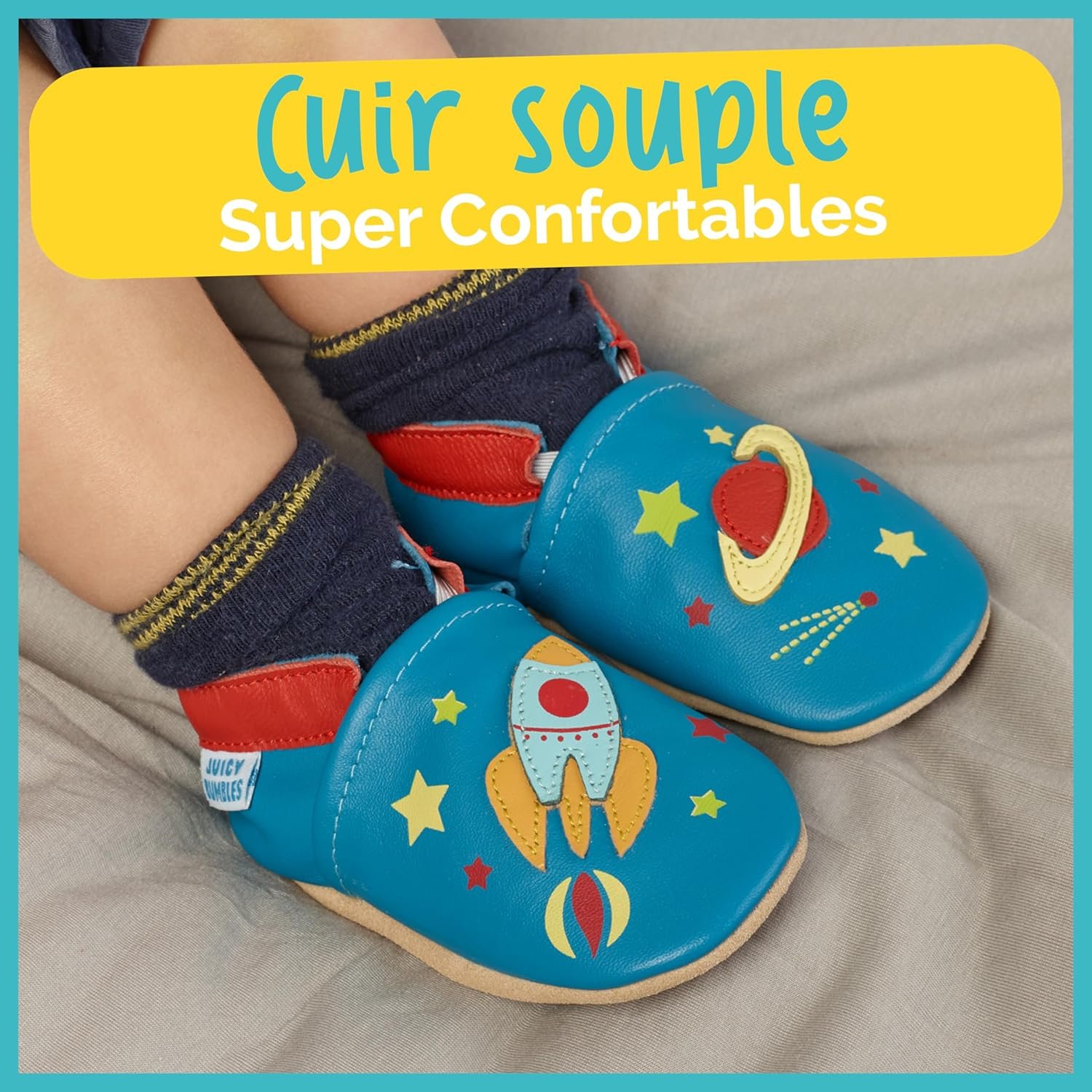 Juicy Bumbles Chaussons Cuir Souple Bébé Antidérapants Chausson Bebe Fille Chausson Cuir Bébé Garcon Chaussures Bébé Chaussons Bébé Premiers Pas – Image 2