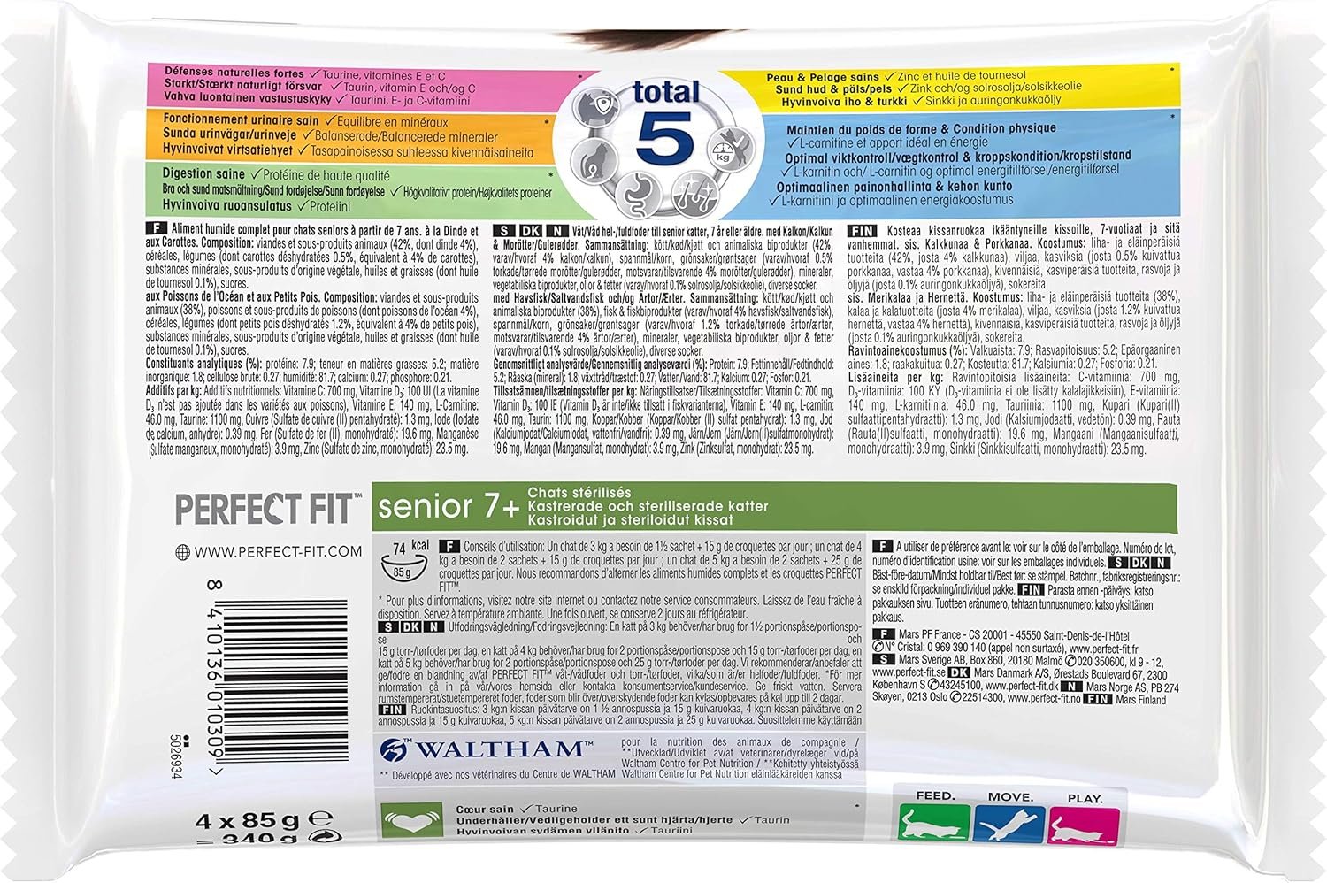 PERFECT FIT Repas pour Chat Senior 7+ Stérilisé - 52 Sachets Fraîcheur (Lot de 13 Packs de 4x85g) - Pâtée pour Chat en Sauce à la Dinde / aux Poissons blancs - Nourriture Equilibrée pour un Coeur Sain – Image 2