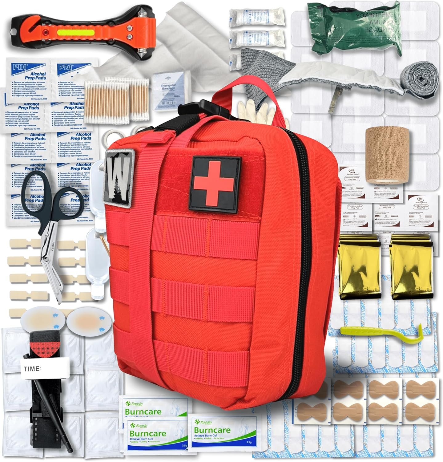 WONCROW ® Trousse de Secours Complete + Matériel Inédit - Pharmacie de Voyage Randonnée Camping Voiture - Equipement Militaire Kit de Survie Complet Couverture de Survie Aspire Venin Garot Tourniquet