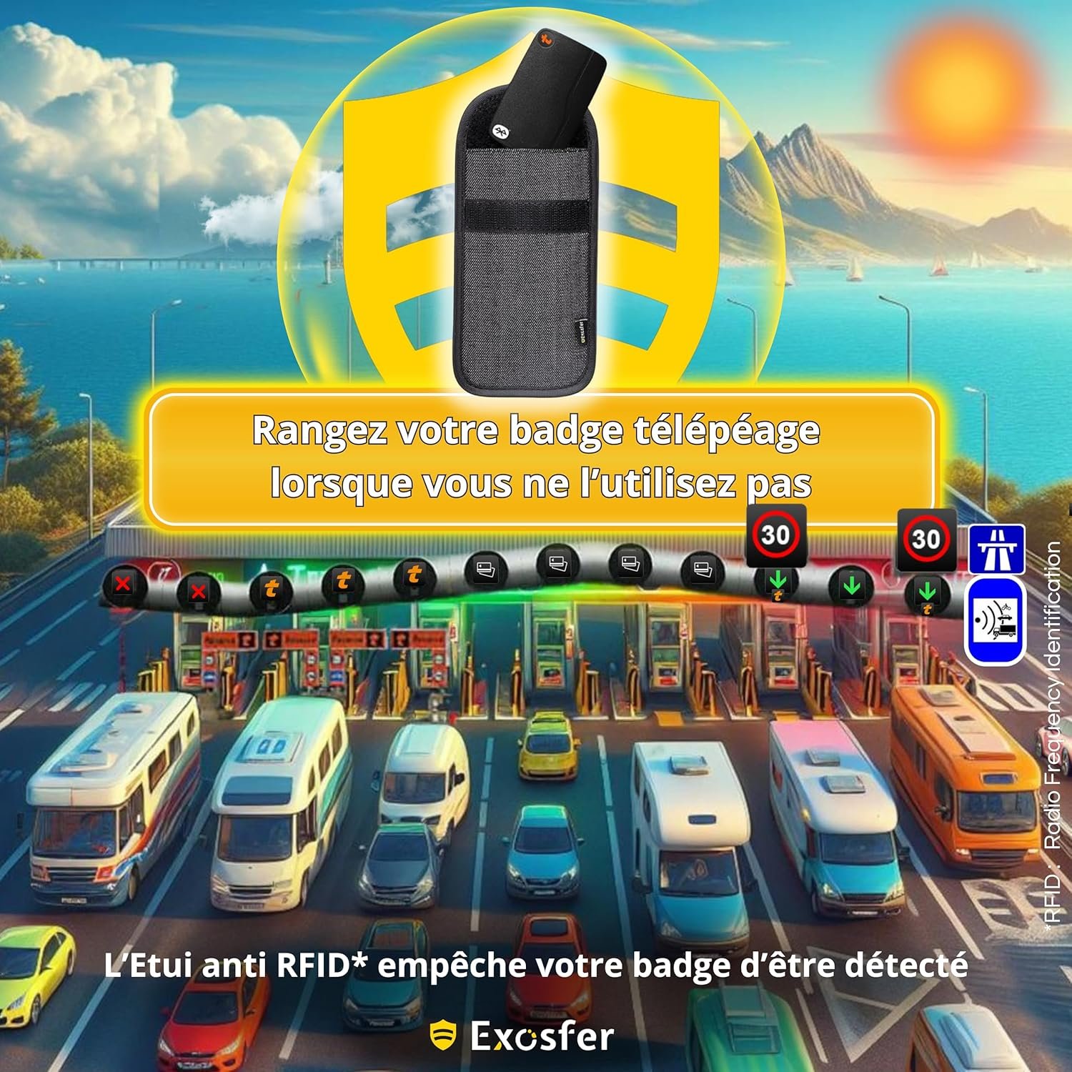 Etui Anti RFID - Exosfer | Étui Clef de Voiture Anti Ondes, Blocage Signal RFID, Pochette Cage de Faraday - Antivol - Anti-Piratage Clés Auto, Protection Badge Telepeage. Jeans Médium – Image 4