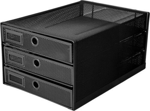 Exerz Organiseur maillé 3 tiroirs/Module de Classement/Trieur de Papier/Organiseur Multifonctionnel de Bureau (Noir)